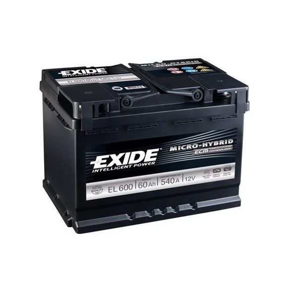 EXIDE ECM EL600 60Ah 540A start-stop autó akkumulátor jobb+  